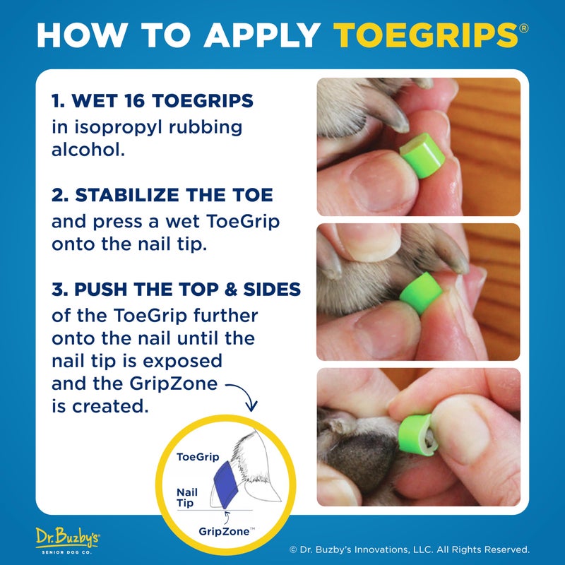 Dr. Buzby's Dr Buzby's XLarge ToeGrips for Dogs - Instant Traction on Wood/Hardwood Floors - Anti Slip Relief - Grippers for Senior Dogs - Stop Sliding Instantly - Rubber Nails for Paws - 1 Pack (20 Grips) - Image 5